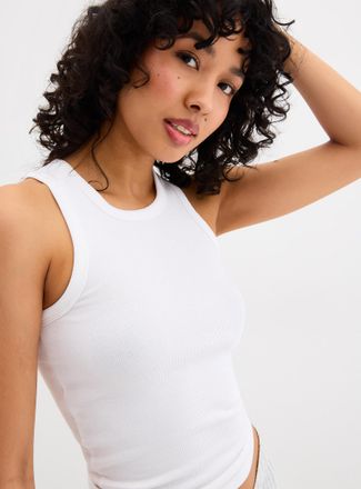 Miiyu Womens Ribbed crew-neck Cami Top