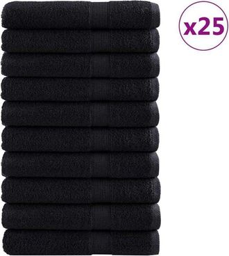 vidaXL Toallas De Invitados 25 Pcs Negro 80 X 200 Cm Algod&oacute;n Vidaxl