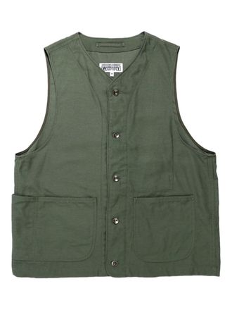 Engineered Garments button-fastening pocket vest - men - Fabric - M - Green