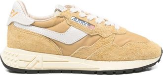 Autry Panelled Green And Yellow Calf Suede Sneakers