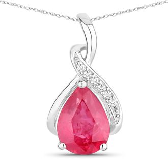 Diana M. Jewels Bkk Ruby Pears 9x7mm - 1Pc + White Diamond F/C Round 1.10mm ( SI1-SI2/ GH Color ) - 6Pcs ( J Back )