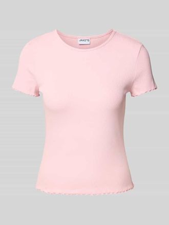 Jake*s Casual T-Shirt mit Muschelsaum in Fuchsia, Gr&ouml;&szlig;e XXL