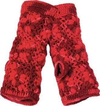 Nirvanna Designs Multi Color Flower Crochet Handwarmers in Red Rouge at Nordstrom