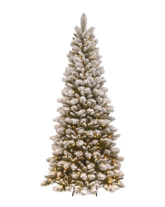 National Tree Company 7.5 Snowy Westwood Slim Pine Tree With Clear Lights