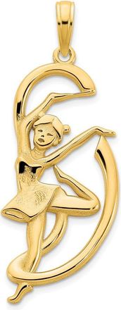 Diamond2Deal 14k Yellow Gold Gymnast Ribbon Pendant