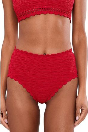 Beach Riot Kirby Bottoms Womens Swimwear Ruby : SM, Crochet/Nylon/Spandex