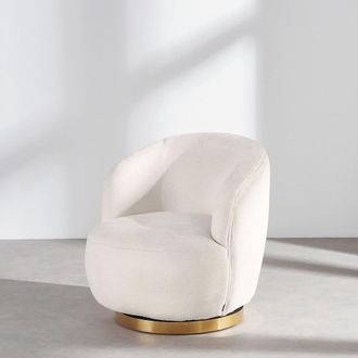 Maisons du monde Sill&oacute;n giratorio de tejido tramado crudo
