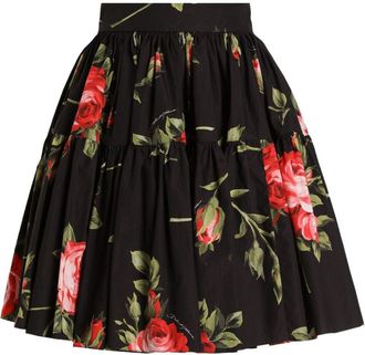 Dolce & Gabbana Womens-Bouquet Rose Mini Skirt