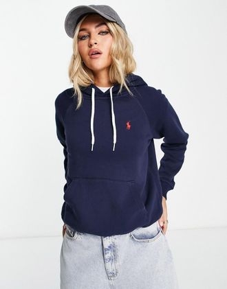 Polo Ralph Lauren Felpa con cappuccio blu navy a maniche lunghe-Nero