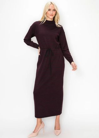 YAL New York Striped Knit Mock Neck Maxi Dress