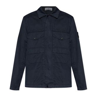 Stone Island Light Jackets, male, Blue, Size: 2XL Zip Shirt Jacket