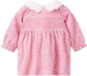 JoJo Maman B&eacute;b&eacute; Floral Peter Pan Collar Smocked Dress in Pink at Nordstrom, Size 18-24M