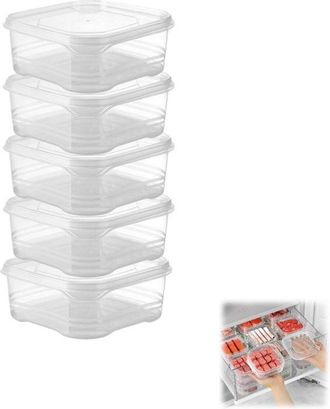 OEM Paquete De 5 Unidades, Envase Transparente Para Congelar Carne, Con Tapa, Para Congelar Fruta, Apto Para El Refrigerador, 350 Ml