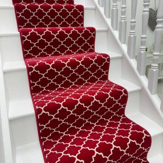 Runrug Stair Runner Carpet for Staircases - Soft & Comfy, 9mm - Avanti in Red | Size: 60 cm x 630 cm