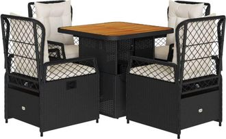 vidaXL Set De Muebles Jard&iacute;n 5 Pzas Con Cojines Rat&aacute;n Sint&eacute;tico Negro Vidaxl