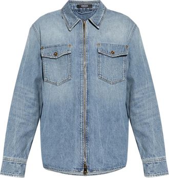 Versace Denim Overshirt met Rits - Heren - Spijkeroverhemden - Blauw - XL - Denim - Overhemden