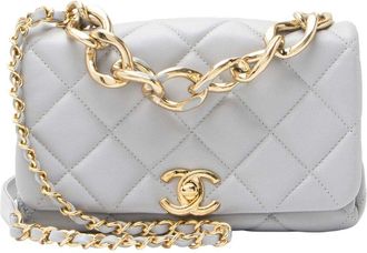 Chanel Grey Lambskin Color Match Small Flap Bag (Authentic Pre-Loved)