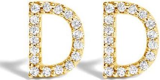 House of Brilliance 10K Gold 1/10 Cttw Diamond Initial A to Z Stud Earring in Yellow Gold | D at Nordstrom