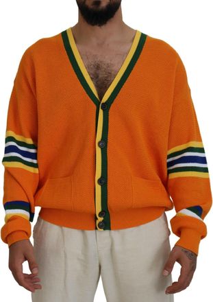 Dsquared2 Orange Cotton Long Sleeves Men Cardigan Mens Sweater (Pre-Owned)