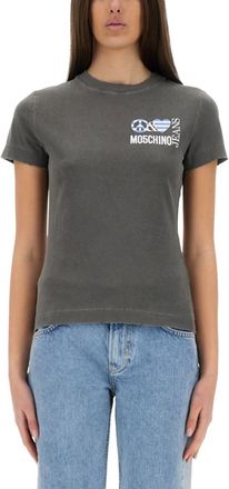Moschino Dark Grey Logo Crew Neck T-Shirt