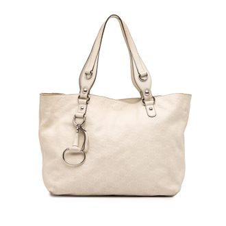 Gucci Pre-owned Womens Guccissima Tote Embossed Pattern - Ivory Leather - One Size