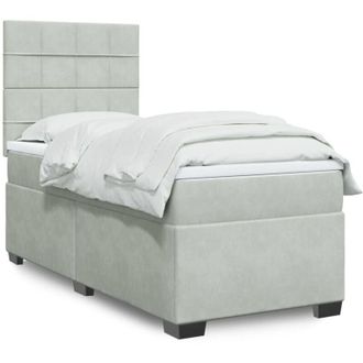 vidaXL Vidaxl - Cama Box Spring Con Colch&oacute;n Terciopelo Gris Claro 100x200 Cm