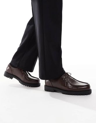 Asos Scarpe stringate marroni intrecciate-Marrone