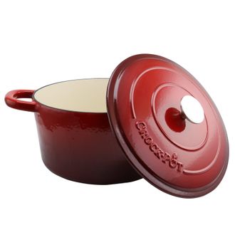Crock-pot Artisan 7 Quart Round Cast Iron Dutch Oven in Scarlet Red