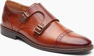 base Mens Base London Henley Monk Leather Mens Burnt Tan Double Monk Shoes - Brown - Size: 12