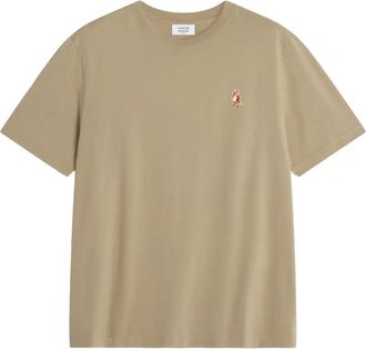Maison Kitsuné T-shirt con ricamo volpe in cotone - Toni neutri