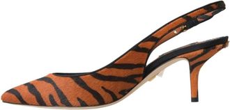 Dolce & Gabbana Kalfshaar Slingbacks Tijgerprint - Dames - Pumps - Oranje - 36 EU - Schoenen