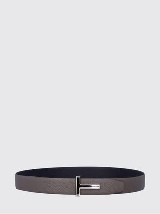 Tom Ford Reversible T Icon Grained Leather Belt with Monogram Buckle