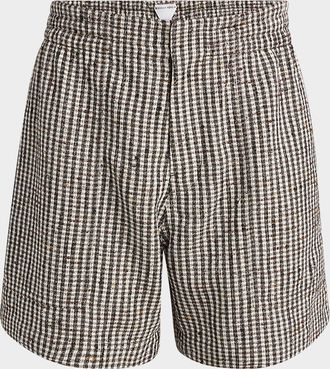 Bottega Veneta Men & apos;s Knotted Mini-Check Shorts