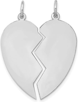 Diamond2Deal 14K White 2 piece Heart Charm Pendant Set
