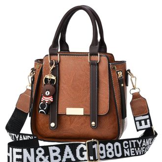 Generic Women PU Leather Large Capacity Handbag with Zipper for Work & Outing (Amber) (style5)