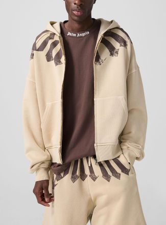 Palm Angels Mens Logo neck zipped hoodie