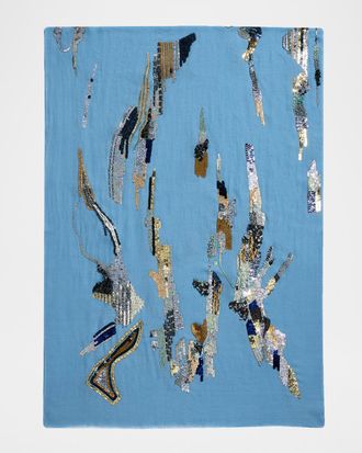 Janavi India Galactic Legacy Sequin-Embroidered Merino Wool Scarf