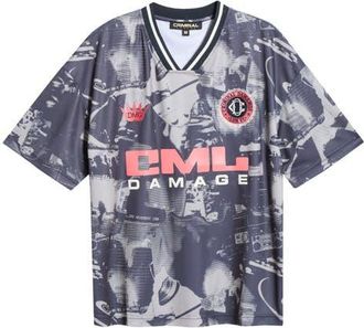 Criminal Damage Carnival FC Football T-Shirt in Greyscale/Coral at Nordstrom, Size Xx-Large