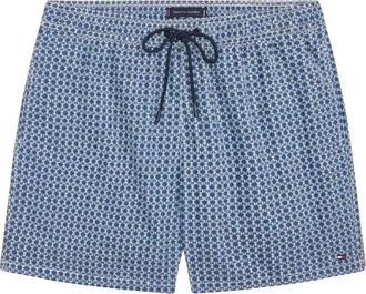 Tommy Hilfiger Medium Zwembroek met Print en Trekkoord - Heren - Strandmode - Blauw - 2XL - Nylon - Badmode