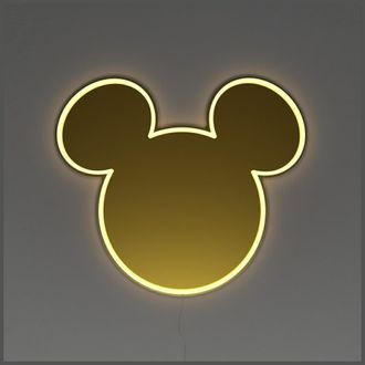 OEM Mickey Mouse L&aacute;mpara Led Dorada Mickey Mirror 50 X 44 Cm