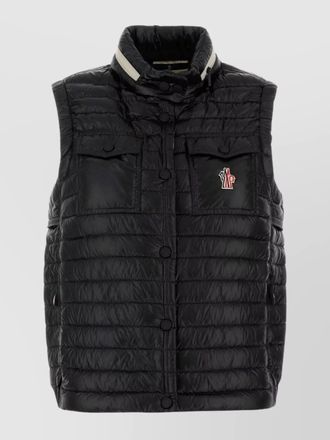 Moncler padded high neck sleeveless jacket with front flap pockets