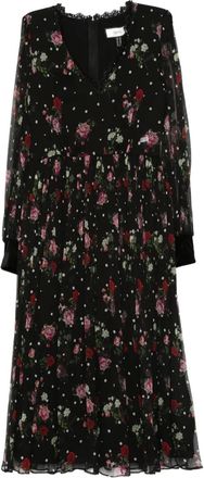 Nissa Abito corto a fiori plissettato - Nero