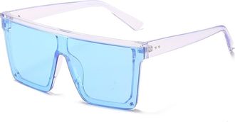 Generic Large Frame Mens Square Sunglasses Outdoor Driving Womens Vacation Sun Glasses(Blue)