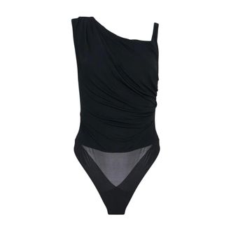Elisabetta Franchi Body, female, Black, Size: 2XS Body in Jersey con Spalla Gioiello