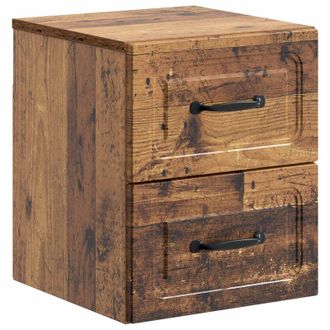 vidaXL Mesita De Noche De Pared Madera Envejecida 34,5 X 33 X 40 Cm Vidaxl