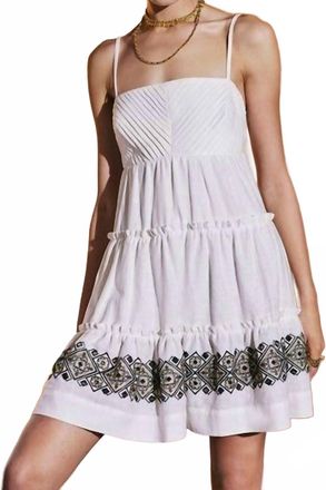 Lace Dress With Embroidered Hem In White