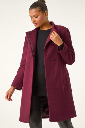 Roman Tailored Funnel Neck Pocket Detail Coat