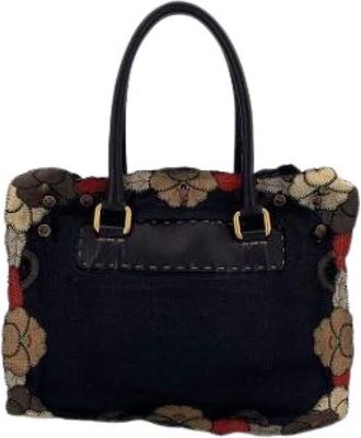 Fendi Pre-owned Handbags, female, Black, Size: ONE SIZE Pre-owned Canvas Handbag