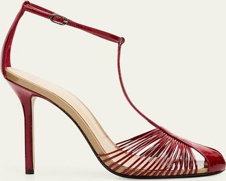 Alexandre Birman 100mm Serena Leather T-Strap Sandals