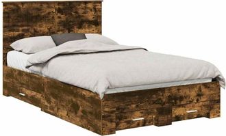 vidaXL Bed Frame with Drawer Smoked Oak 120 x 200 cm Engineered Wood vidaXL